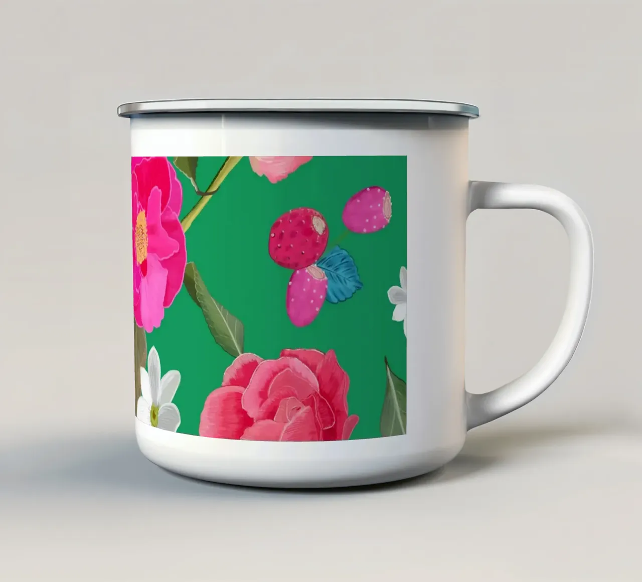 Disegnato a mano bello colorato tazza in smalto da gulsengunel