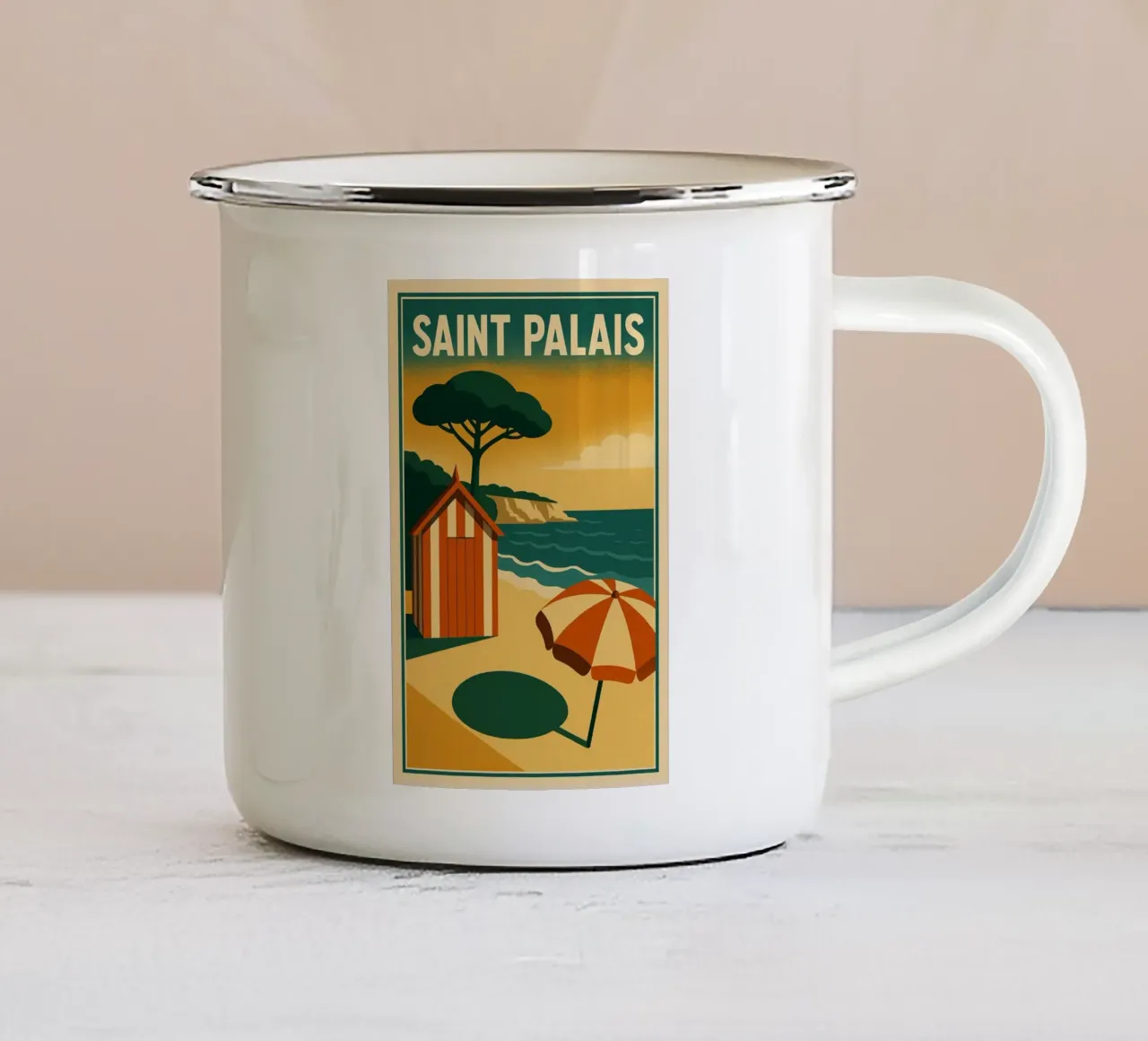Saint Palais, l'eleganza delle spiagge atlantiche tazza in smalto da JETLAG | affiches voyage