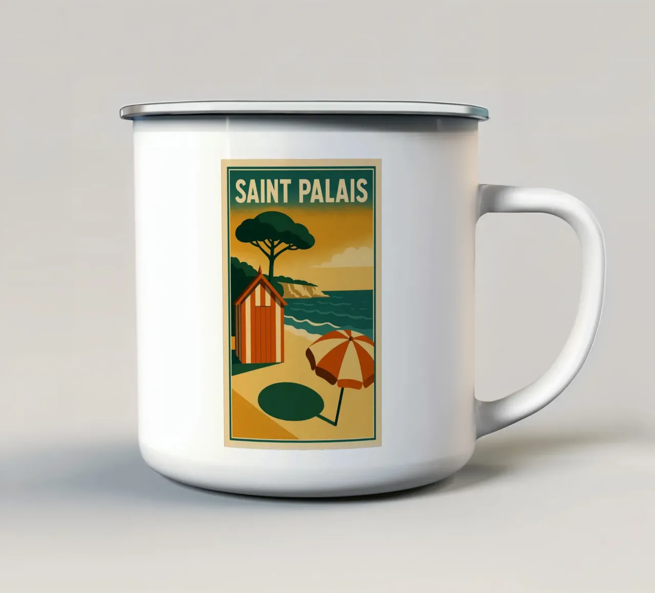 Saint Palais, l'eleganza delle spiagge atlantiche tazza in smalto da JETLAG | affiches voyage