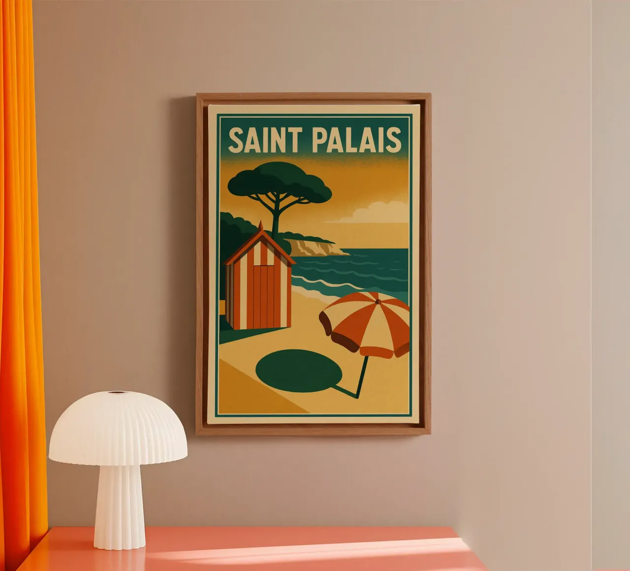 Saint Palais, the elegance of Atlantic beaches canvas with Floater frame by JETLAG | affiches voyage
