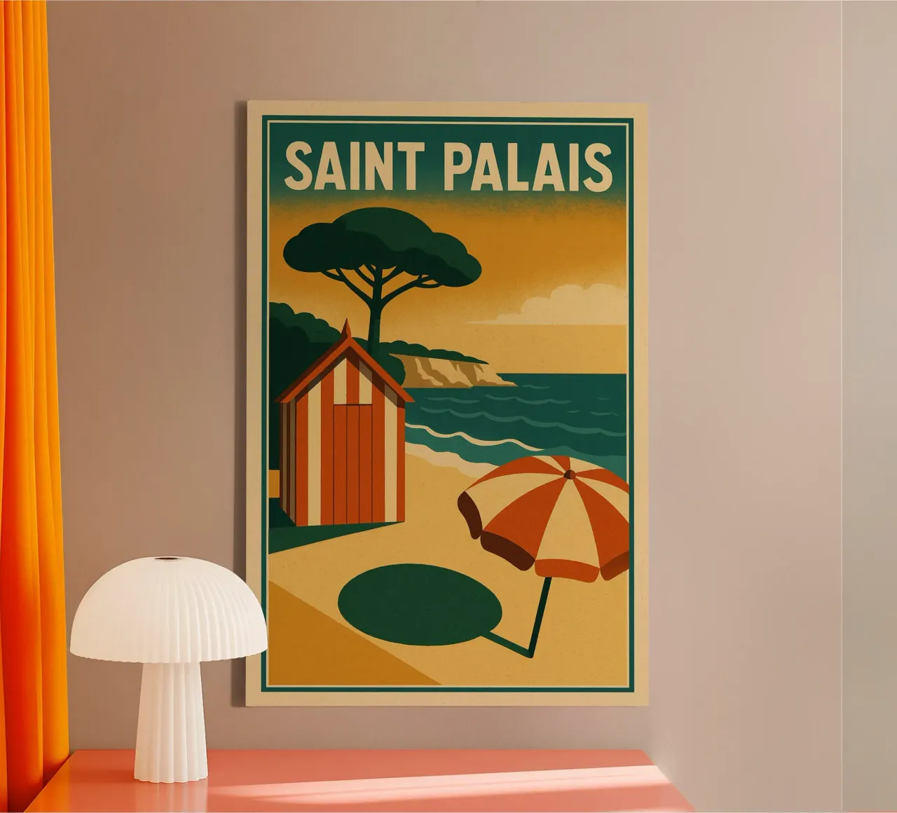 Saint Palais, the elegance of Atlantic beaches canvas with Floater frame by JETLAG | affiches voyage