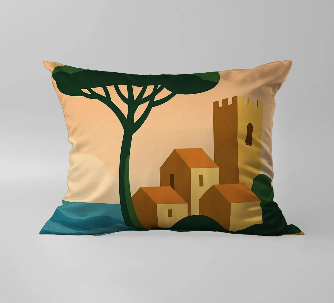 Hyères, the gentle way of life between sea and hills decorative cushion by JETLAG | affiches voyage