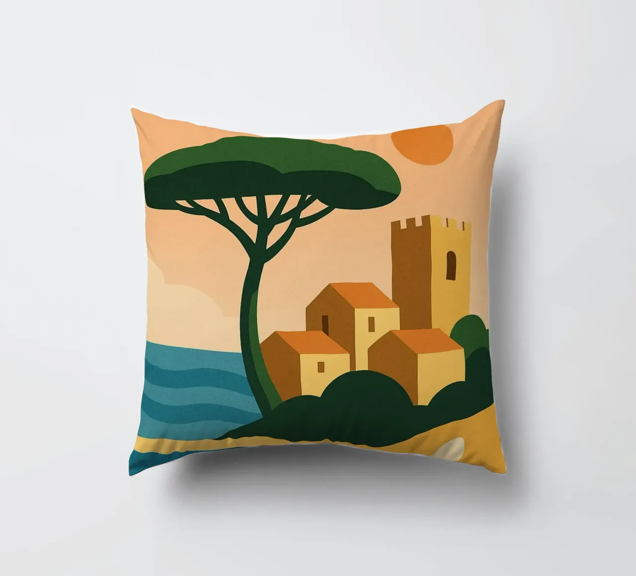 Hyères, the gentle way of life between sea and hills decorative cushion by JETLAG | affiches voyage