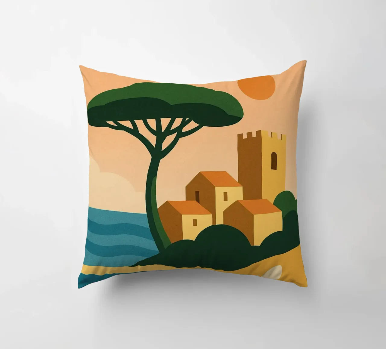 Hyères, the gentle way of life between sea and hills decorative cushion by JETLAG | affiches voyage