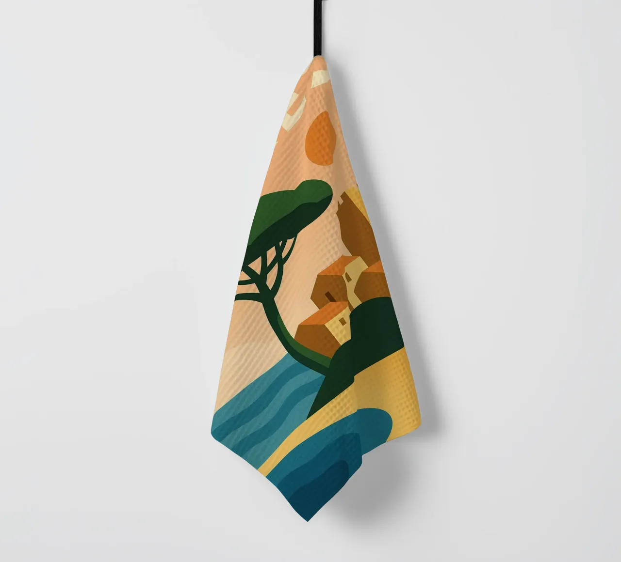 Hyères, the gentle way of life between sea and hills tea towel by JETLAG | affiches voyage