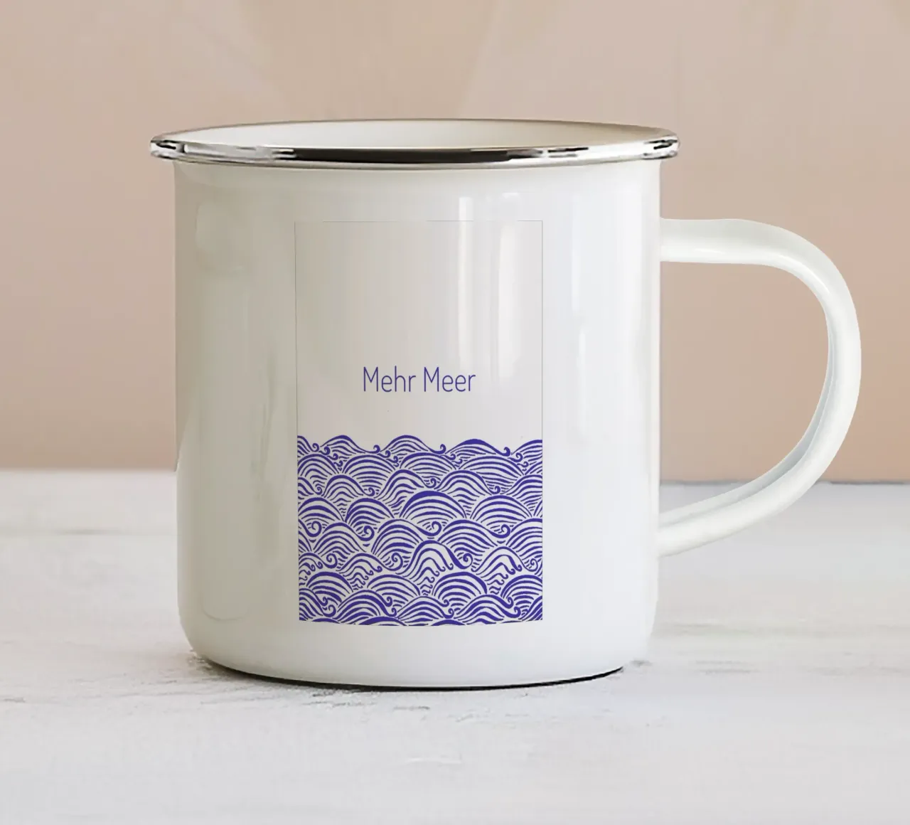 Più mare - onde in blu tazza in smalto da PaperLine Art