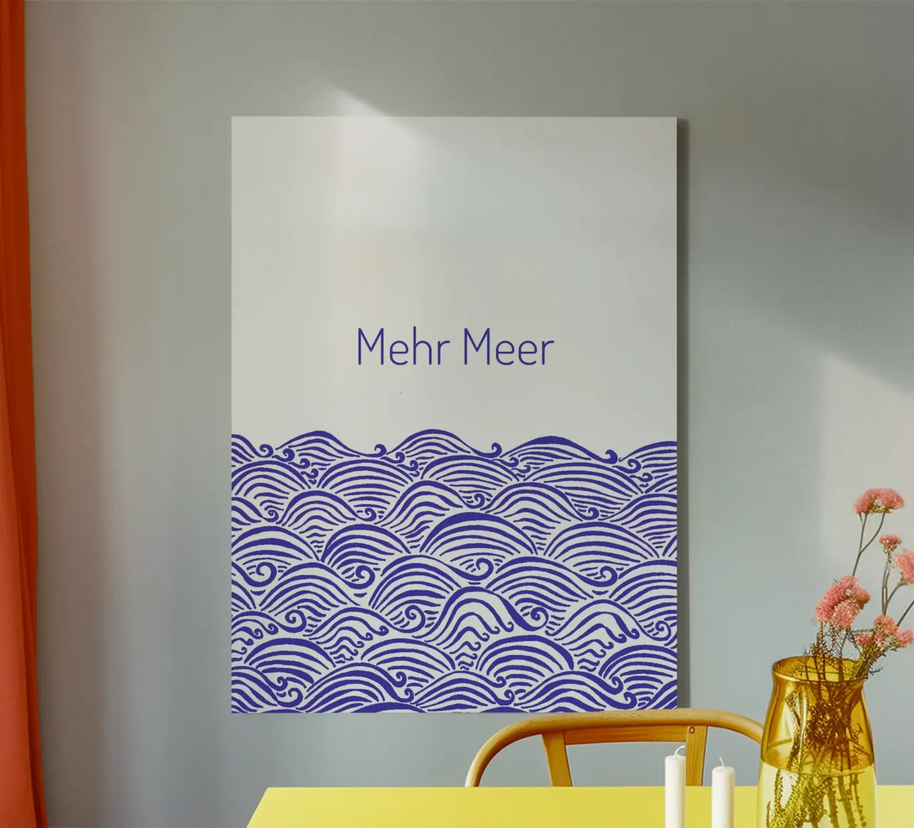 Meer zee - golven in blauw canvas met Baklijst van PaperLine Art