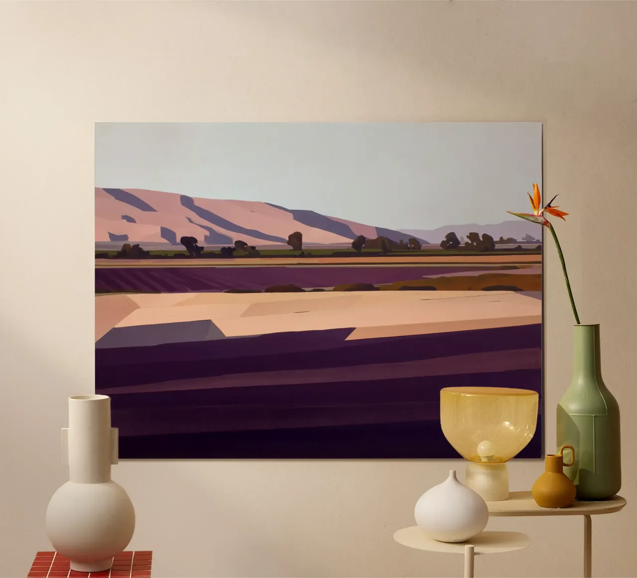 Pianure della lavanda poster con telaio in alluminio da Seed & Signal