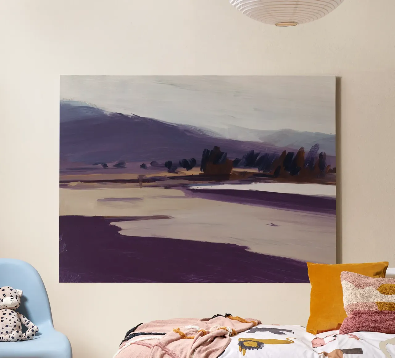 Violette schemering canvas met Baklijst van Seed & Signal