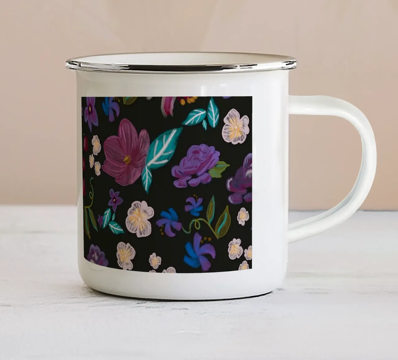 Fiori spazzolati Prato colorato a guazzo tazza in smalto da gulsengunel