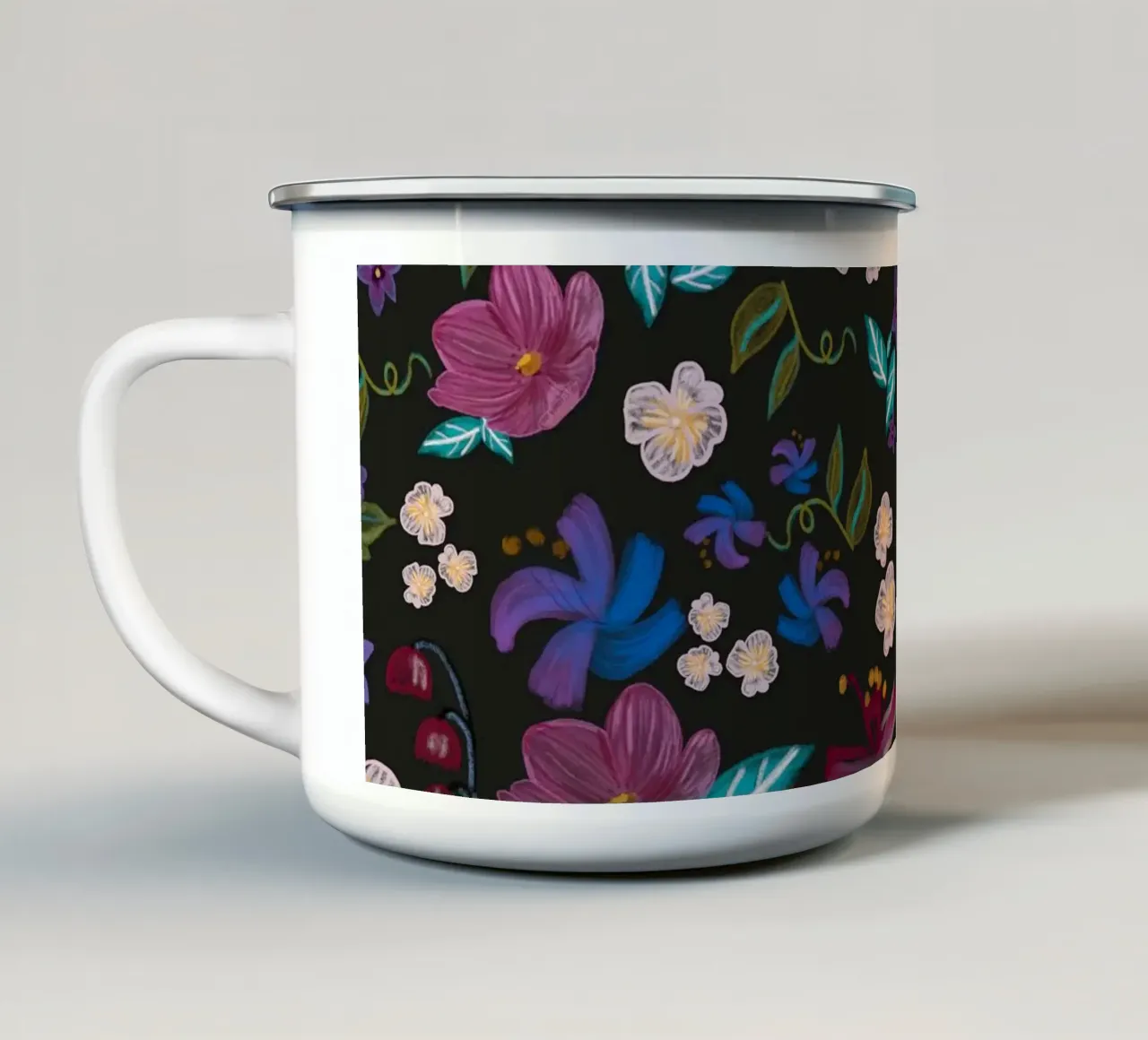 Fiori spazzolati Prato colorato a guazzo tazza in smalto da gulsengunel