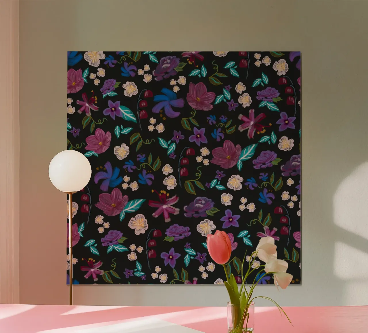 Fiori spazzolati Prato colorato a guazzo poster da gulsengunel