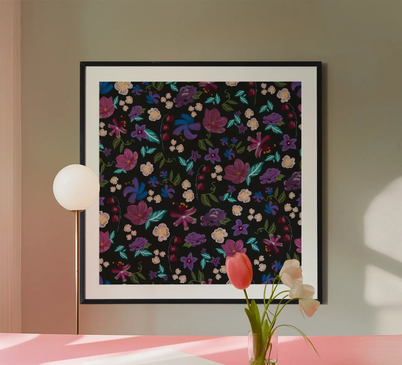 Fiori spazzolati Prato colorato a guazzo poster da gulsengunel