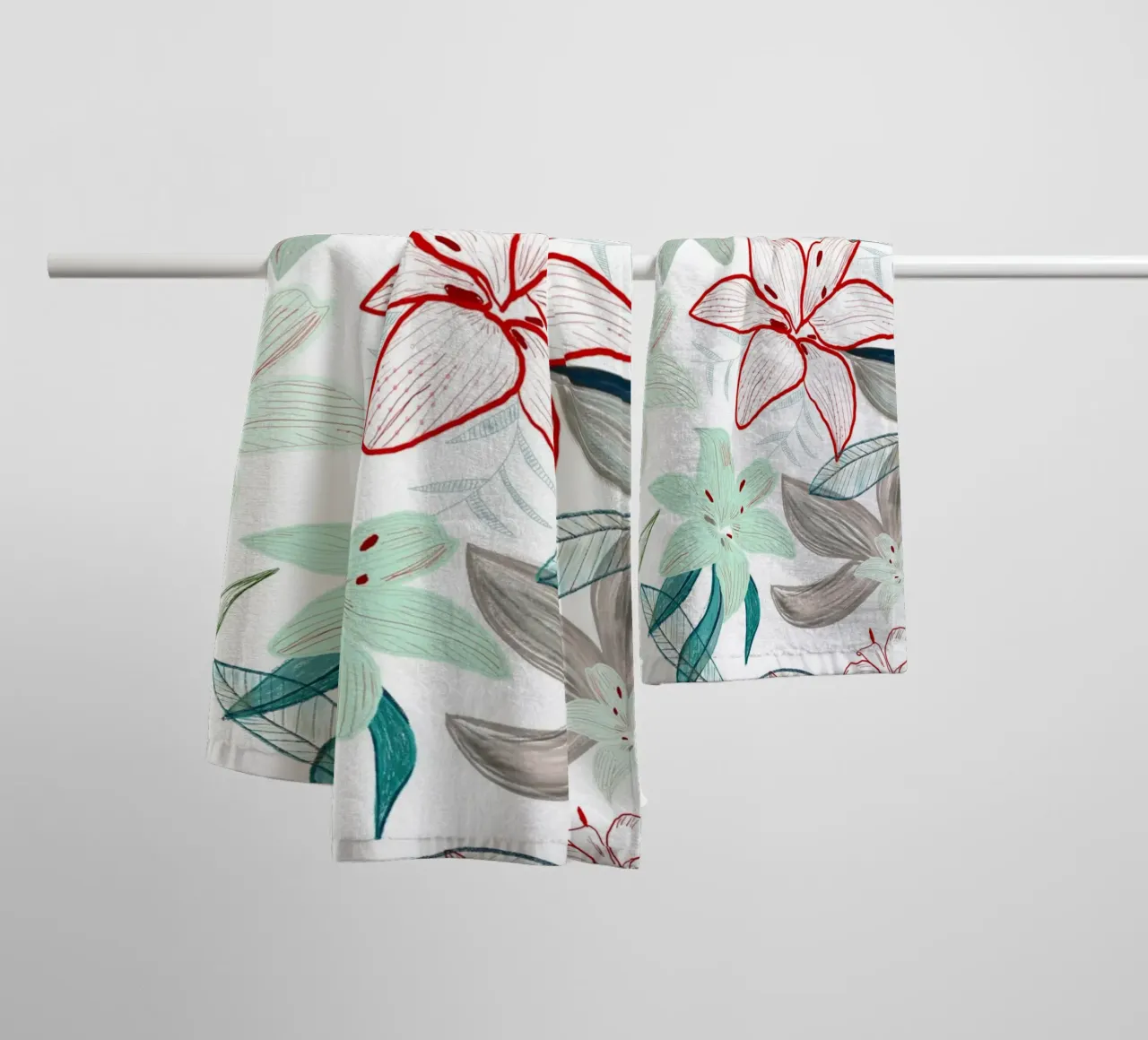 Exotic lily hand painted artistic pattern towel by gulsengunel