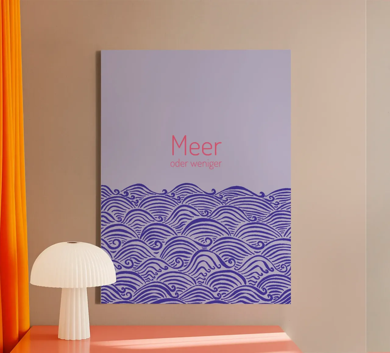 Meer oder weniger - violett Leinwand mit Schattenfugenrahmen von PaperLine Art