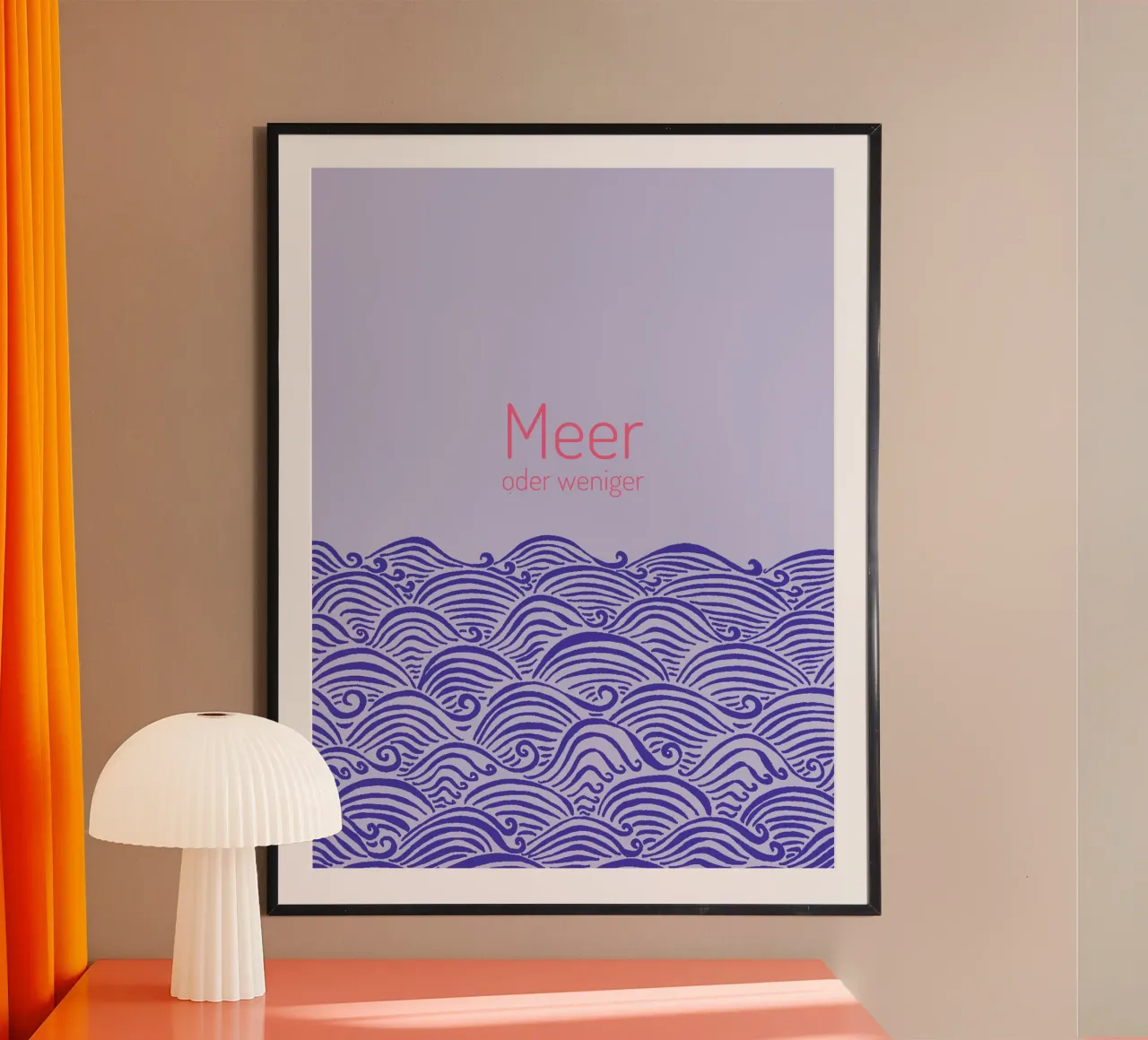 Meer oder weniger - violett Poster mit Aluminium Rahmen von PaperLine Art
