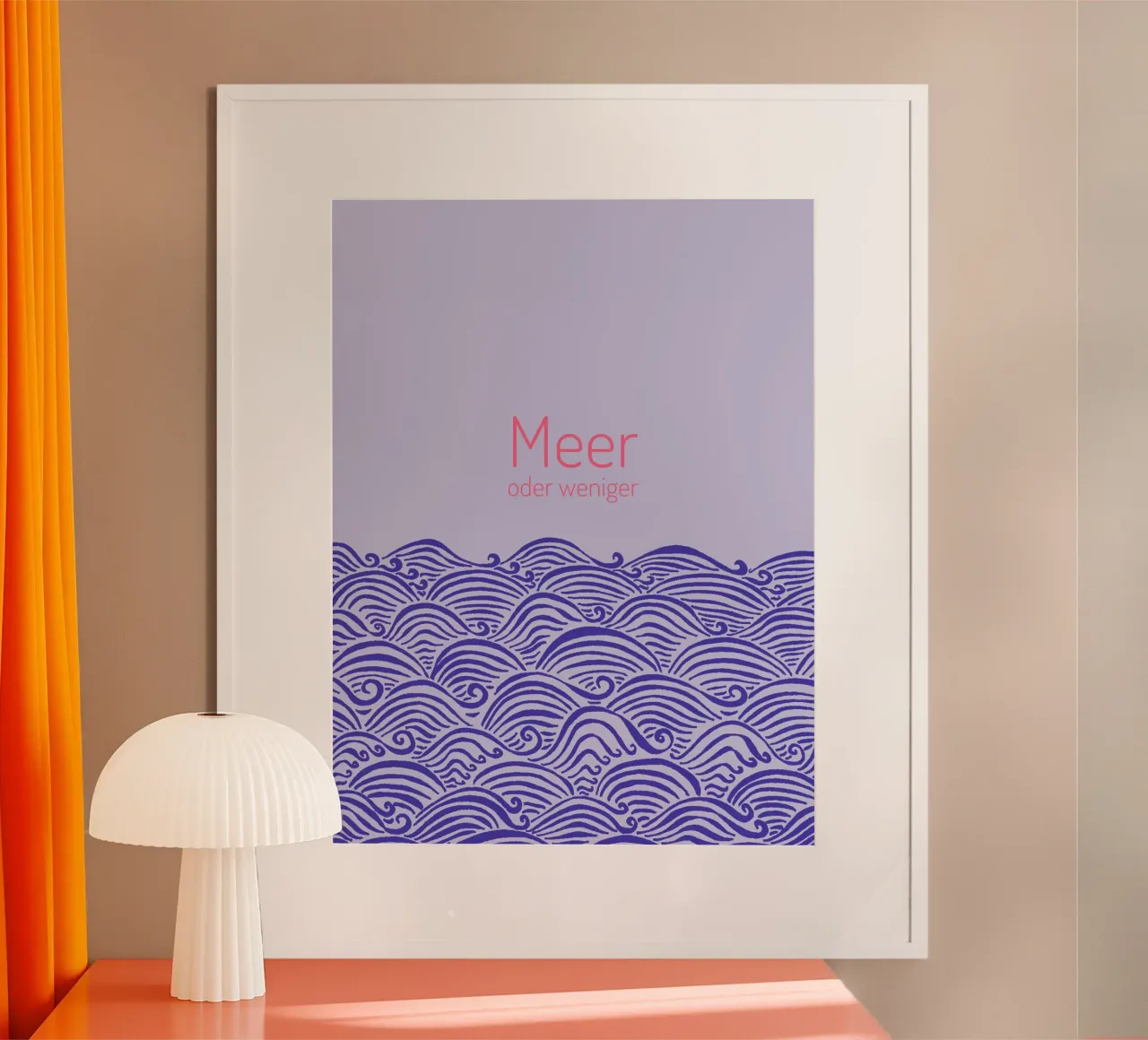 Meer oder weniger - violett Poster mit Aluminium Rahmen von PaperLine Art