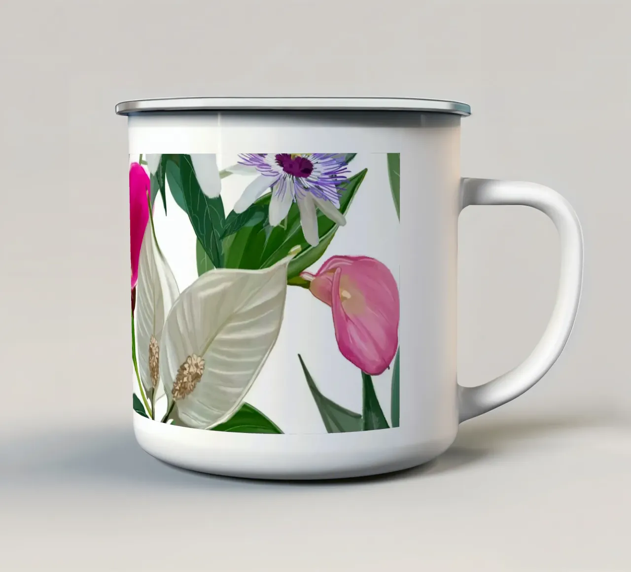 Un mazzo di fiori bianco tazza in smalto da gulsengunel