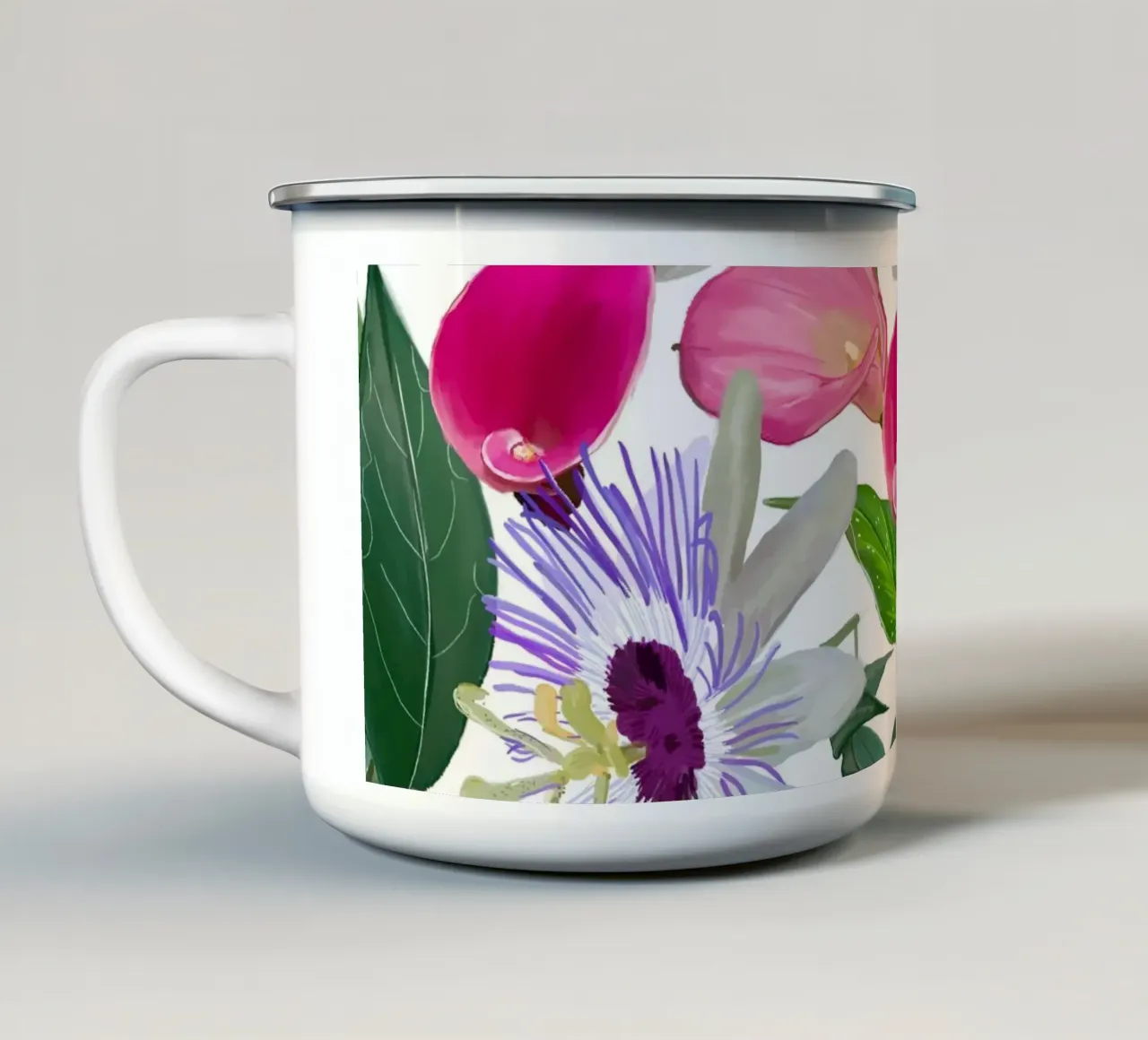 Un mazzo di fiori bianco tazza in smalto da gulsengunel