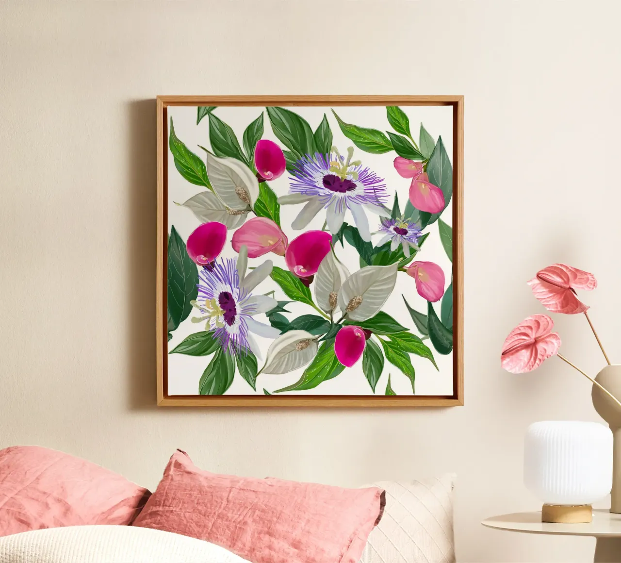 Un mazzo di fiori bianco tela con Cornice a cassetta da gulsengunel