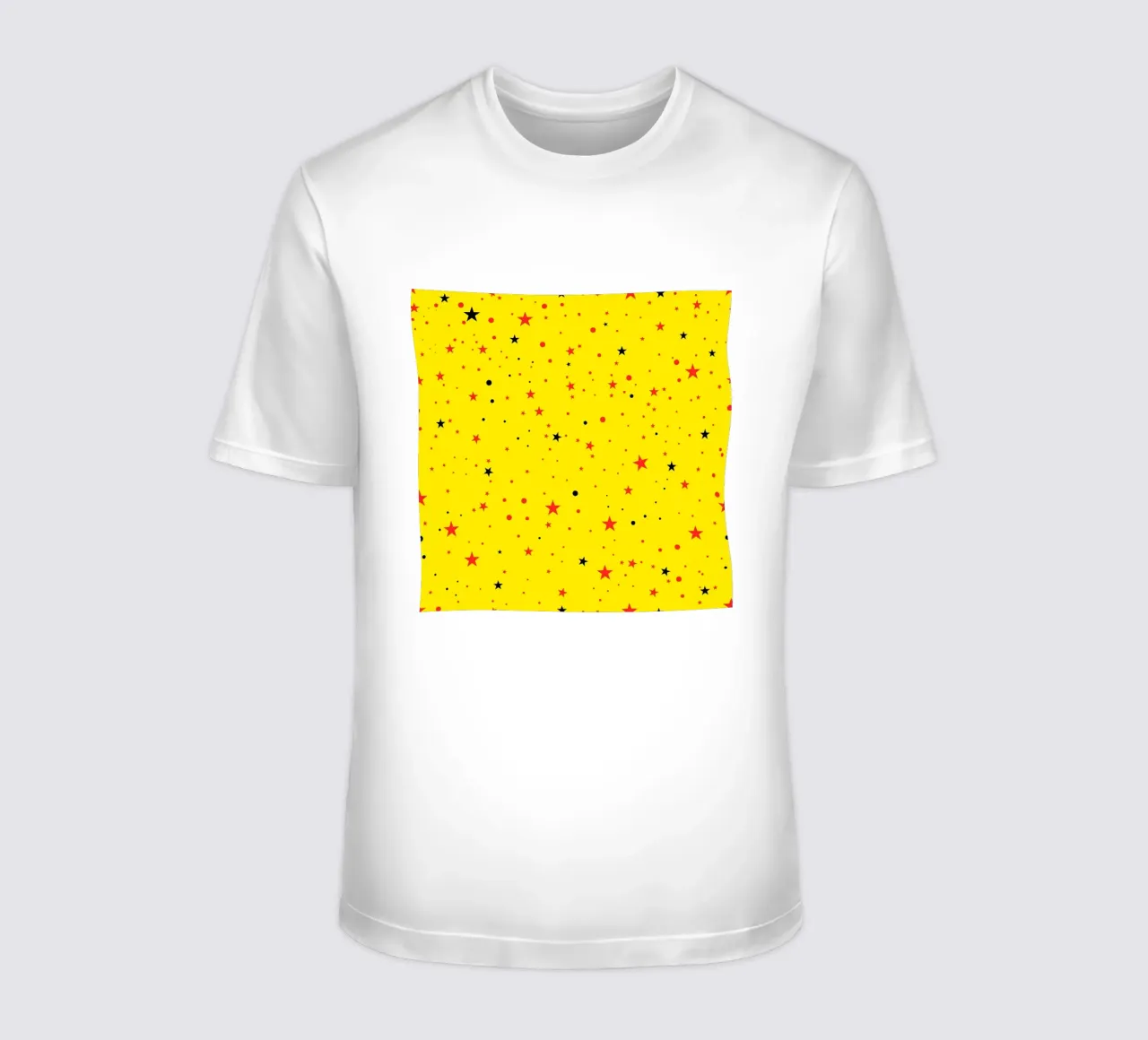 Étoiles noires, rouges et jaunes sans couture avec un jaune clair rétro pop t-shirt de gulsengunel