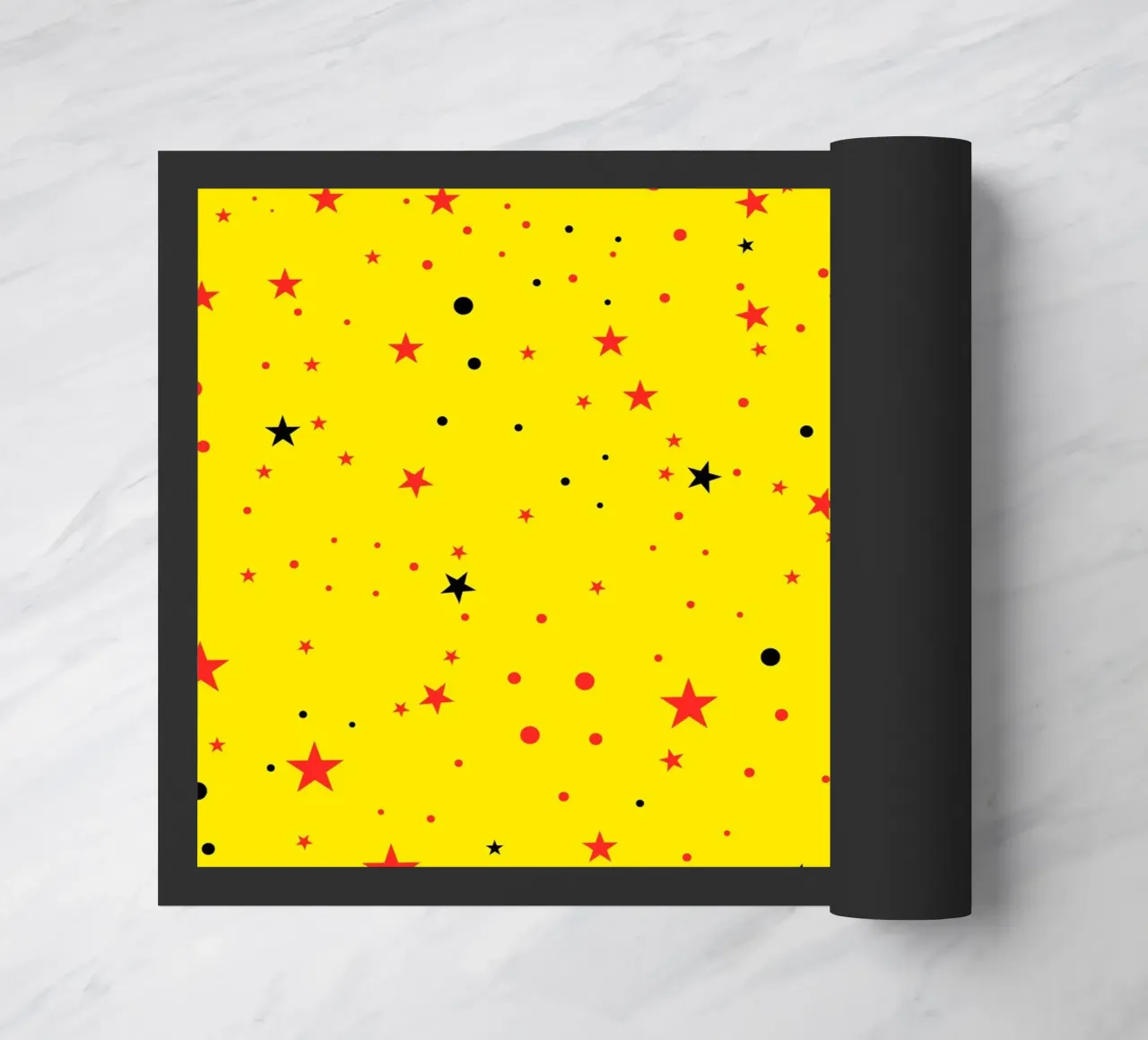 Étoiles noires, rouges et jaunes sans couture avec un jaune clair rétro pop paillasson de gulsengunel