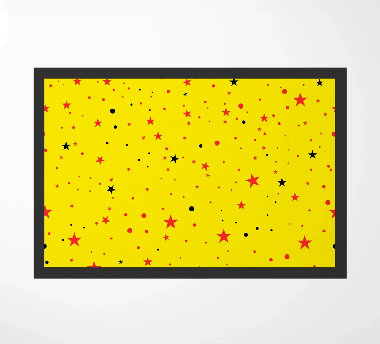 Étoiles noires, rouges et jaunes sans couture avec un jaune clair rétro pop paillasson de gulsengunel