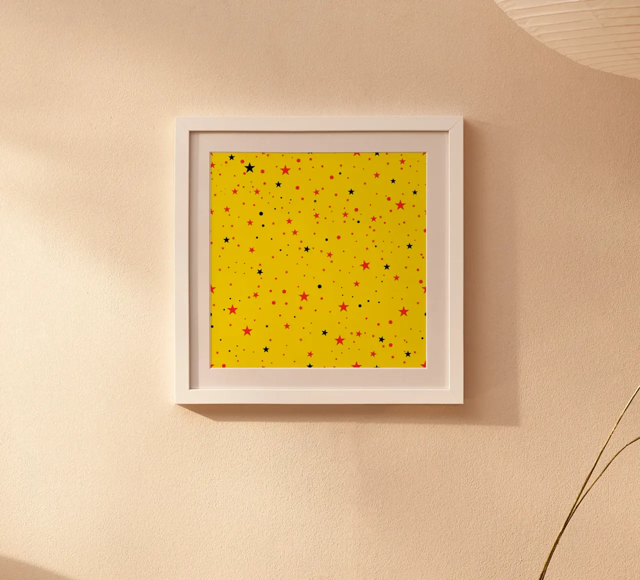 Stelle nere rosse gialle senza cuciture con pop retro giallo chiaro poster da gulsengunel