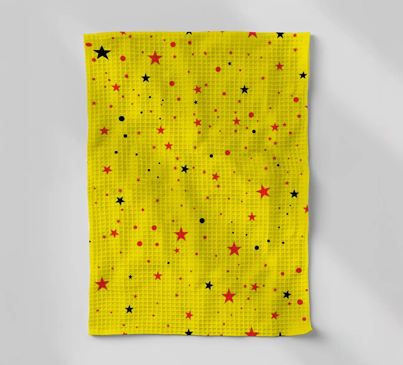 Étoiles noires, rouges et jaunes sans couture avec un jaune clair rétro pop torchon de gulsengunel