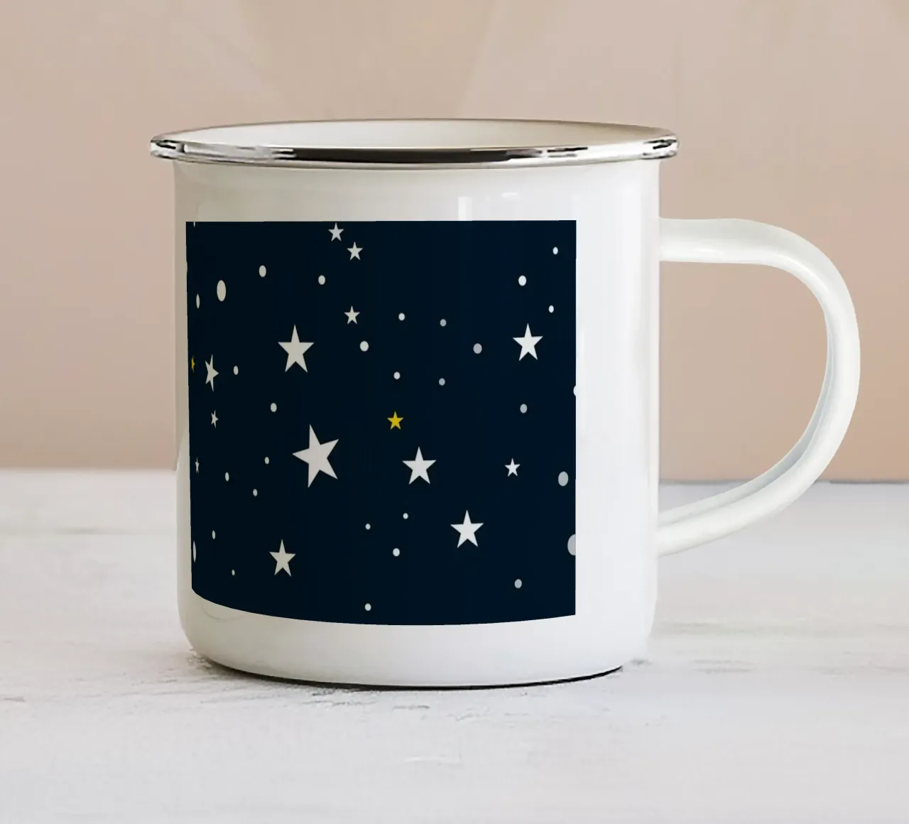 Senza soluzione di continuità bianco oro argento stelle modello sfondo blu navy tazza in smalto da gulsengunel