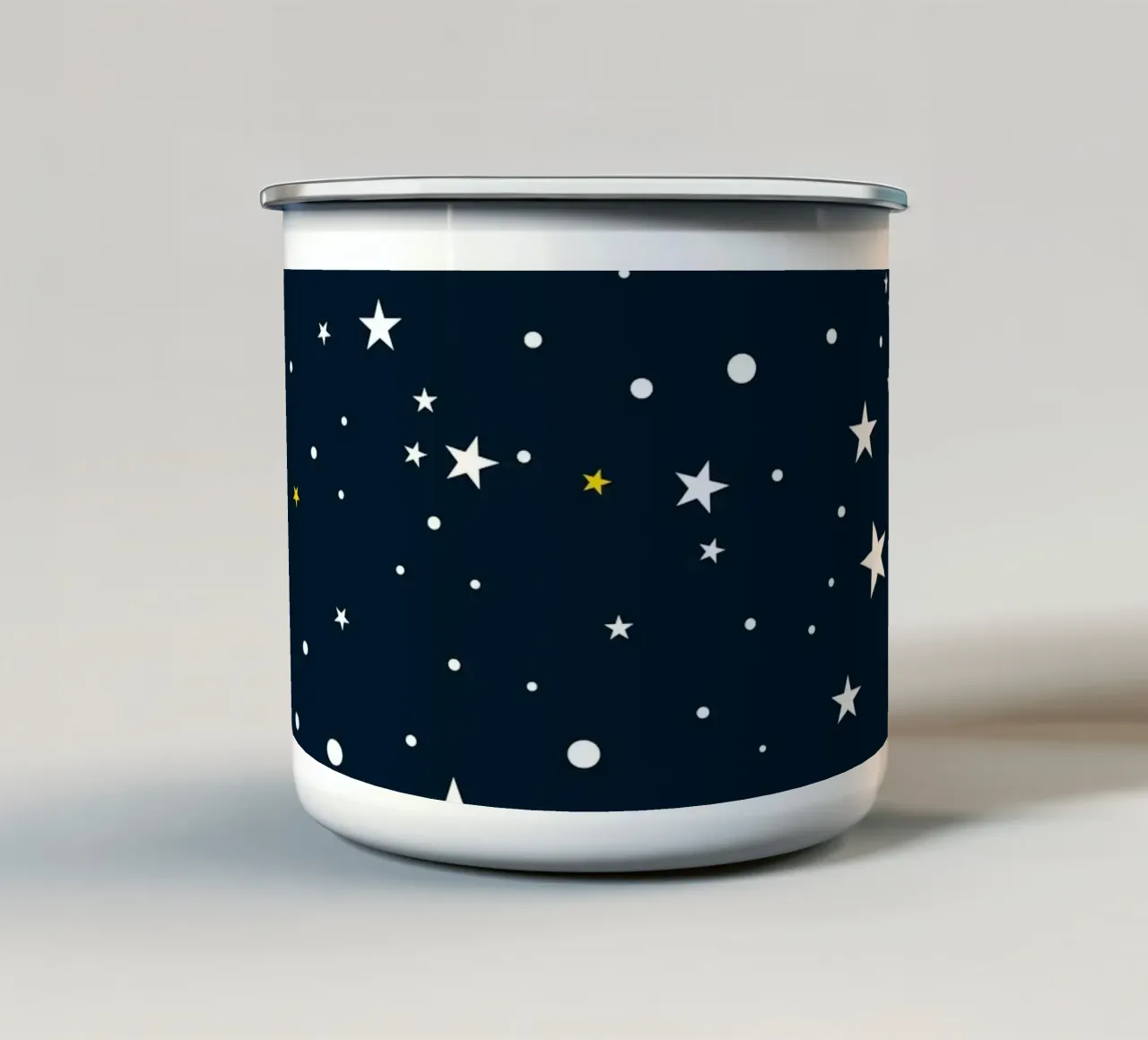 Senza soluzione di continuità bianco oro argento stelle modello sfondo blu navy tazza in smalto da gulsengunel