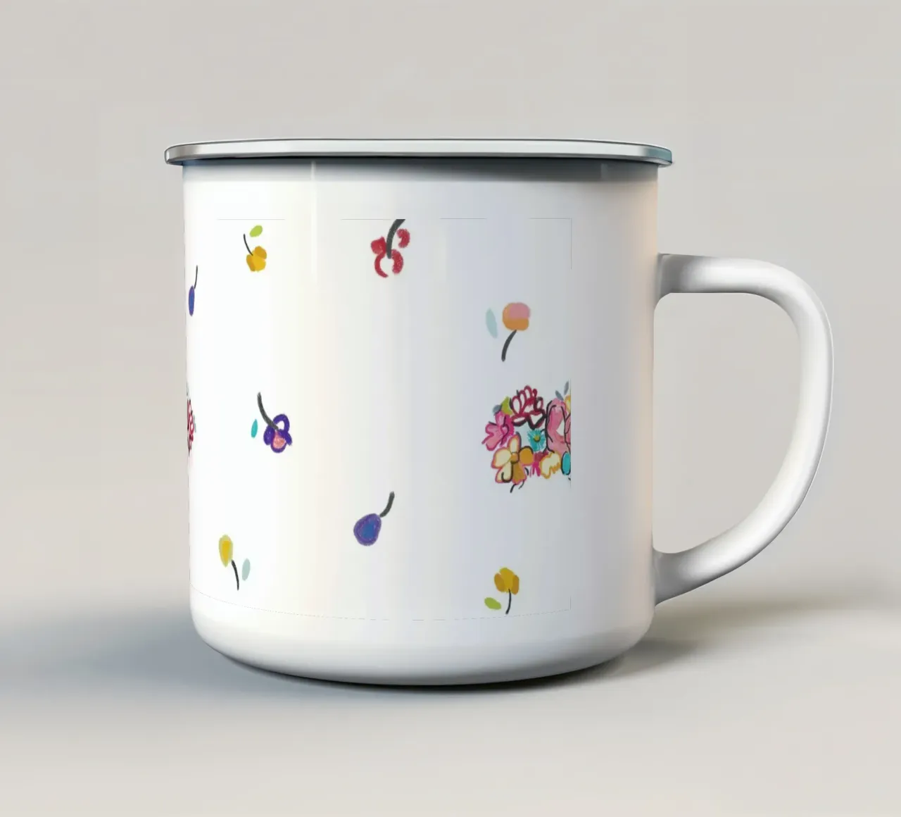 Fiori astratti colorati disegnati a mano tazza in smalto da gulsengunel