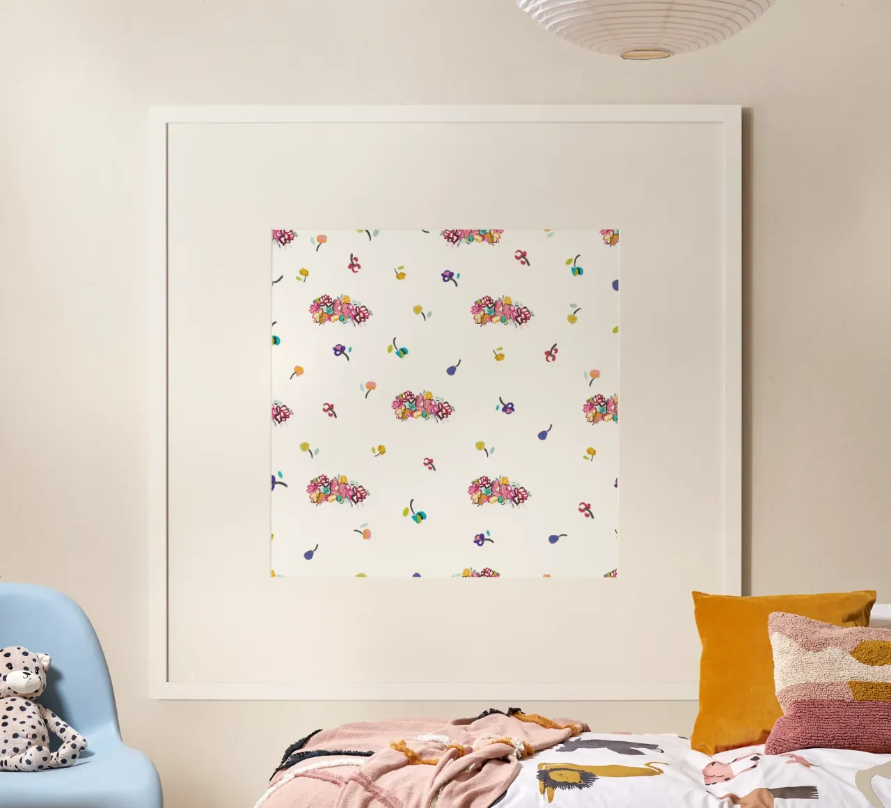Handgetekende kleurrijke abstracte bloemen poster van gulsengunel