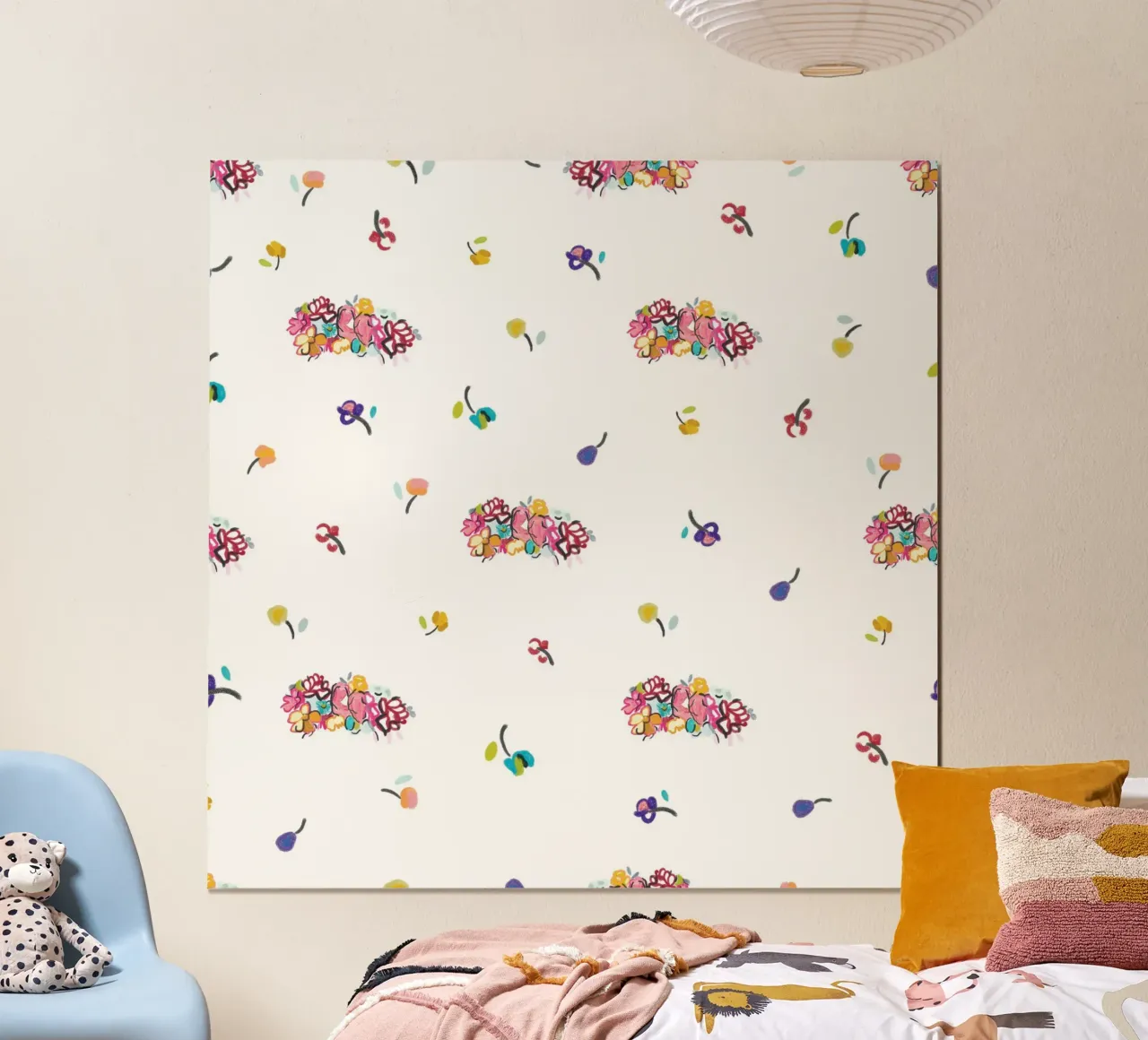 Handgetekende kleurrijke abstracte bloemen poster van gulsengunel