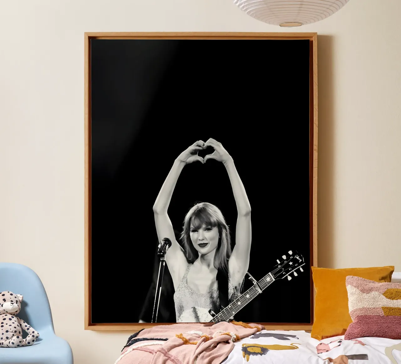 Zangeres Monochroom canvas met Baklijst van vintage