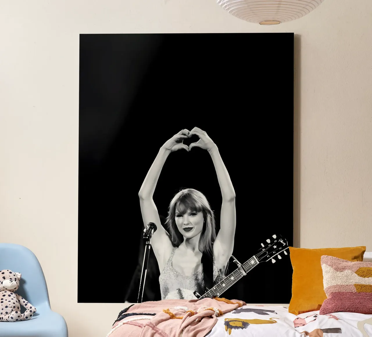 Zangeres Monochroom canvas met Baklijst van vintage