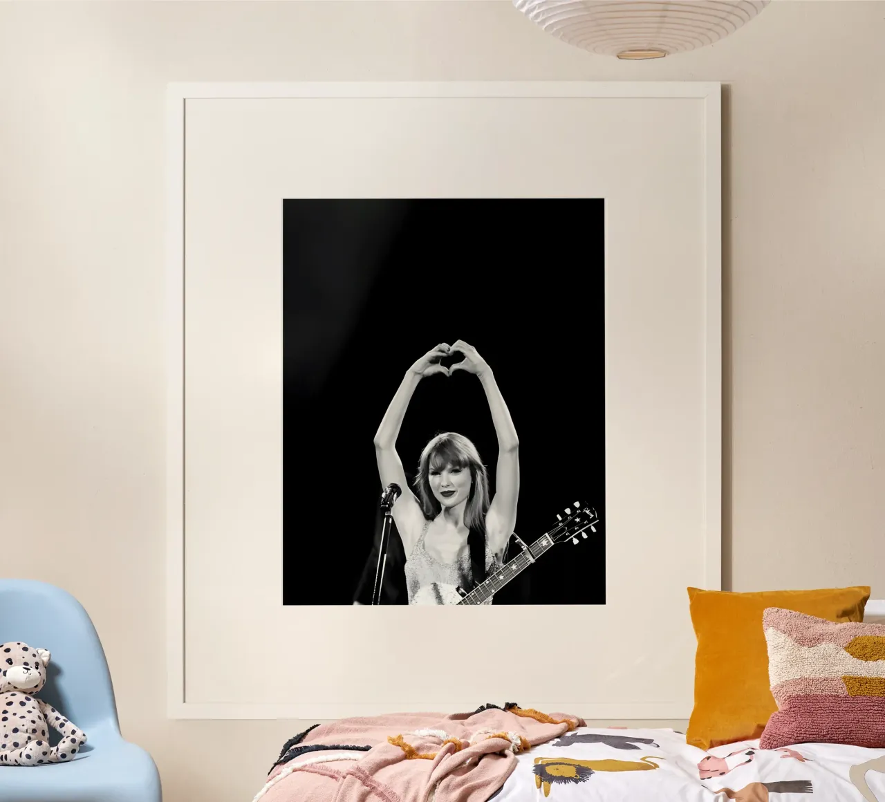 Cantante monocromatico poster con telaio in plastica da vintage