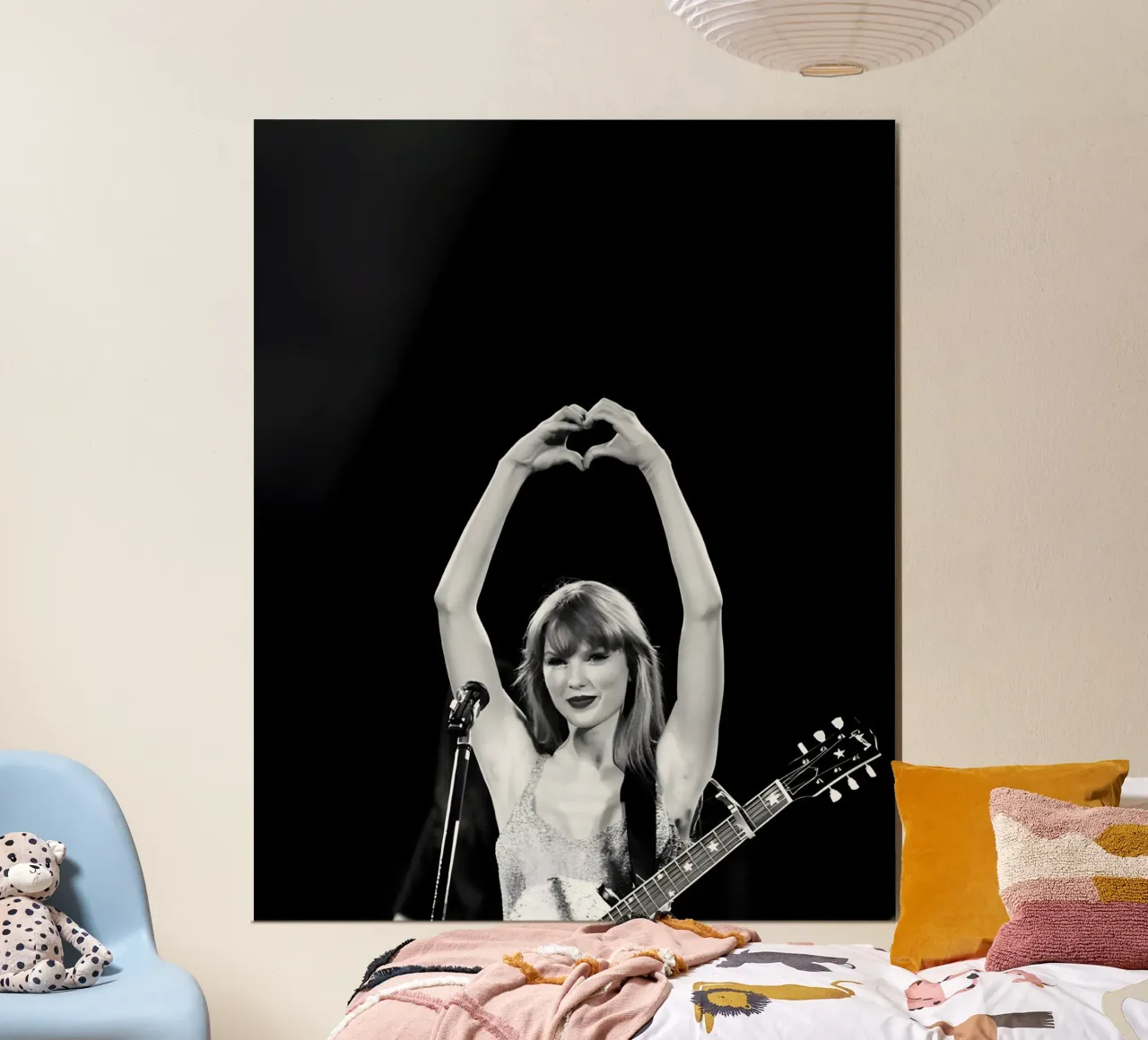 Cantante monocromatico poster con telaio in plastica da vintage