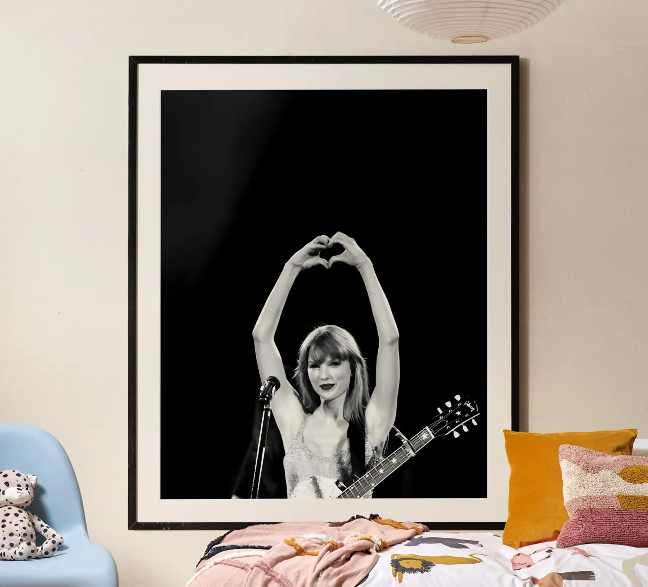 Cantante monocromatico poster con telaio in plastica da vintage