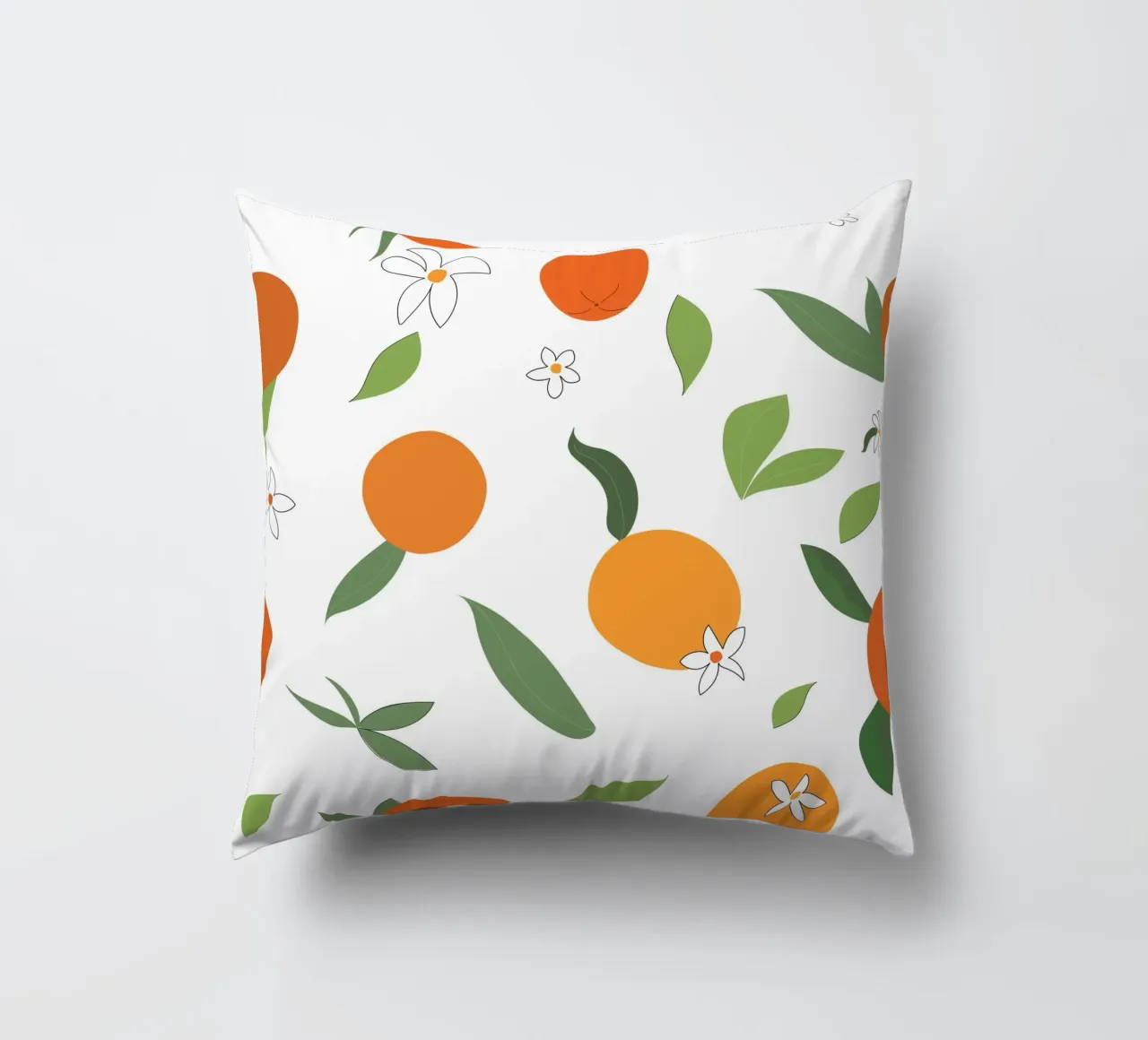Orange seamless fabric design pattern decorative cushion by gulsengunel