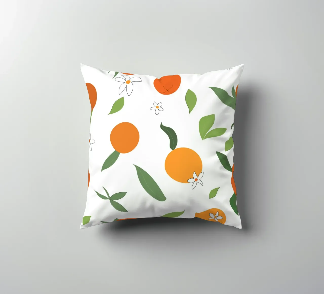Orange seamless fabric design pattern decorative cushion by gulsengunel