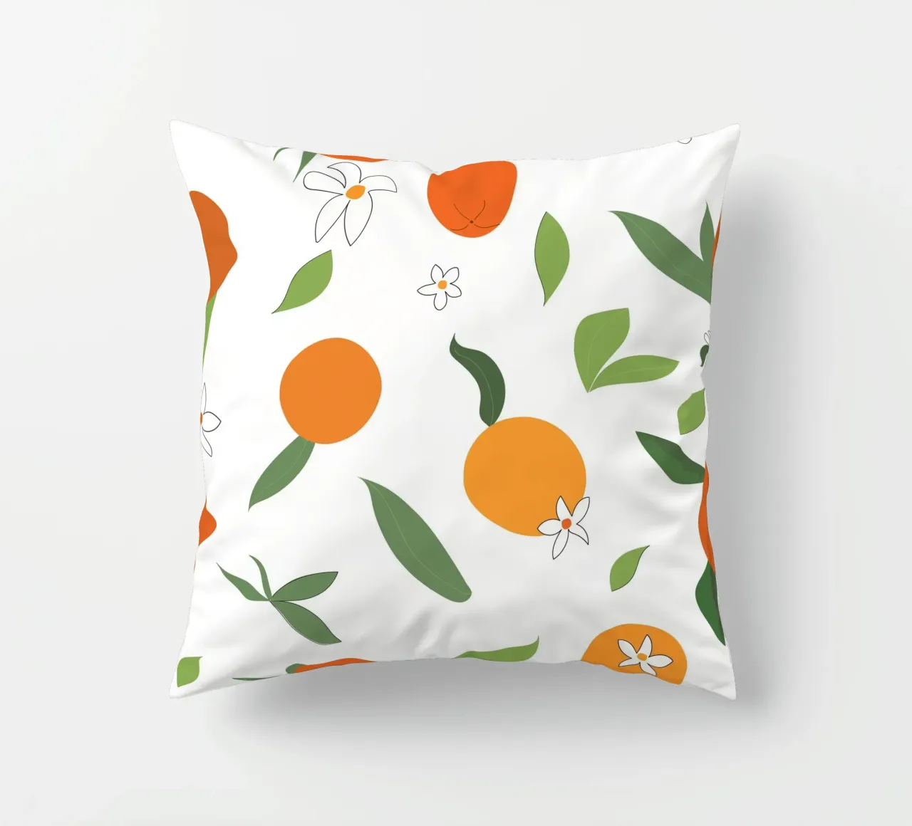 Orange seamless fabric design pattern decorative cushion by gulsengunel