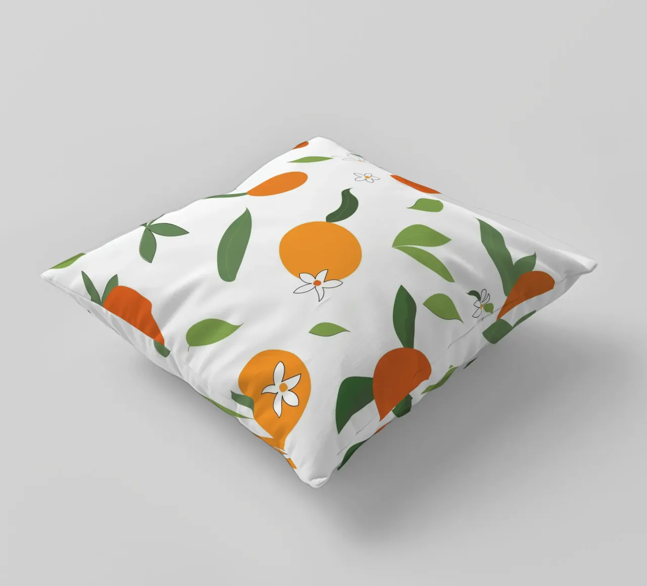 Orange seamless fabric design pattern decorative cushion by gulsengunel
