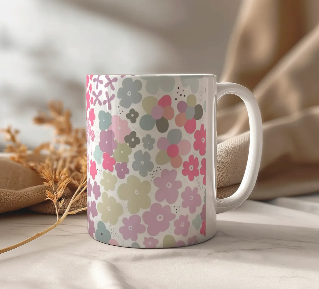 Modello di fiori colorati tazza in ceramica da gulsengunel