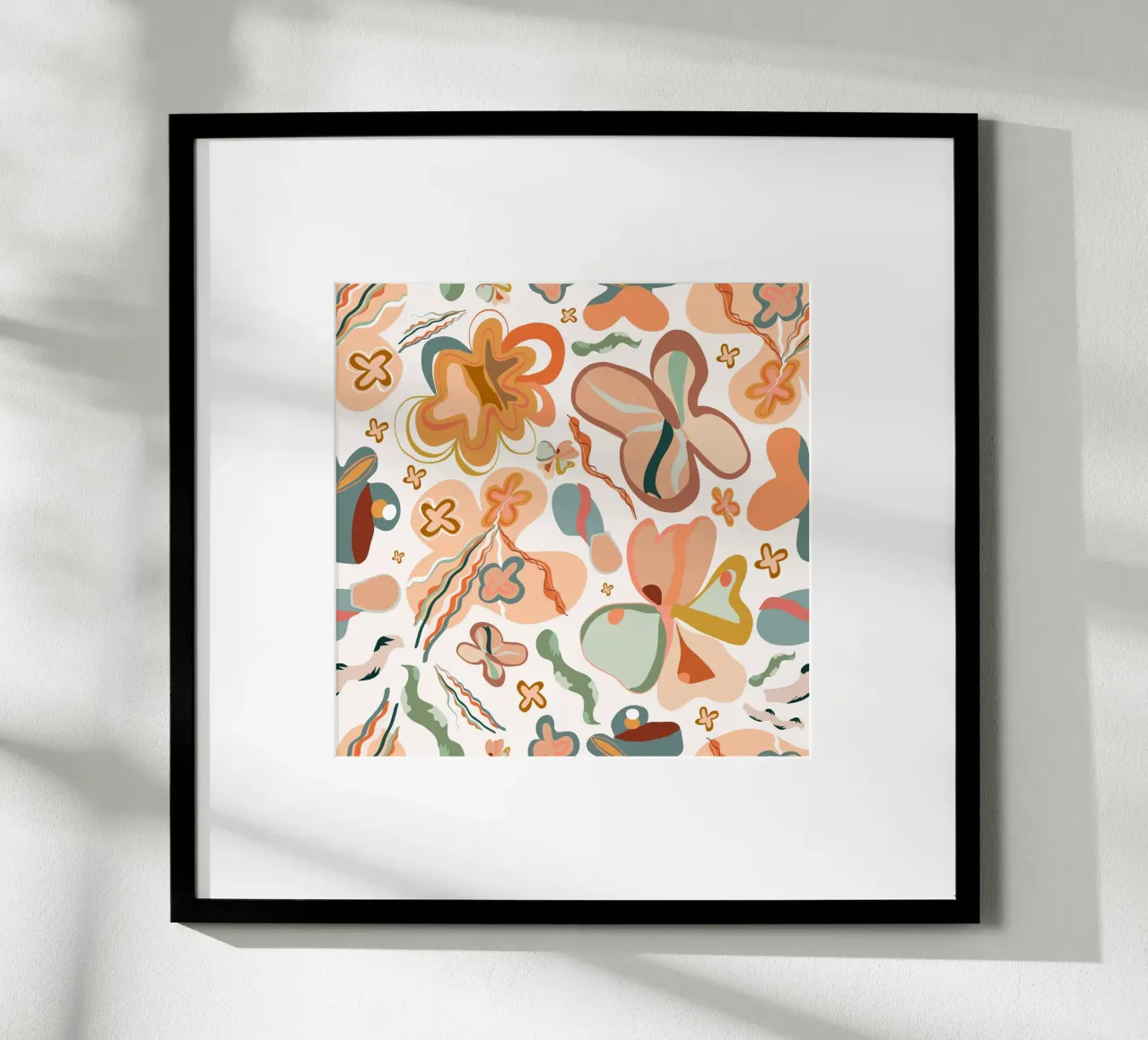 Terra cotta abstract floral pattern poster by gulsengunel