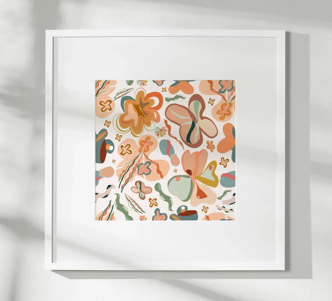Terra cotta abstract floral pattern poster by gulsengunel