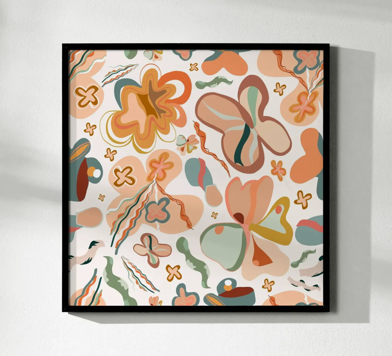 Terra cotta abstract floral pattern poster by gulsengunel