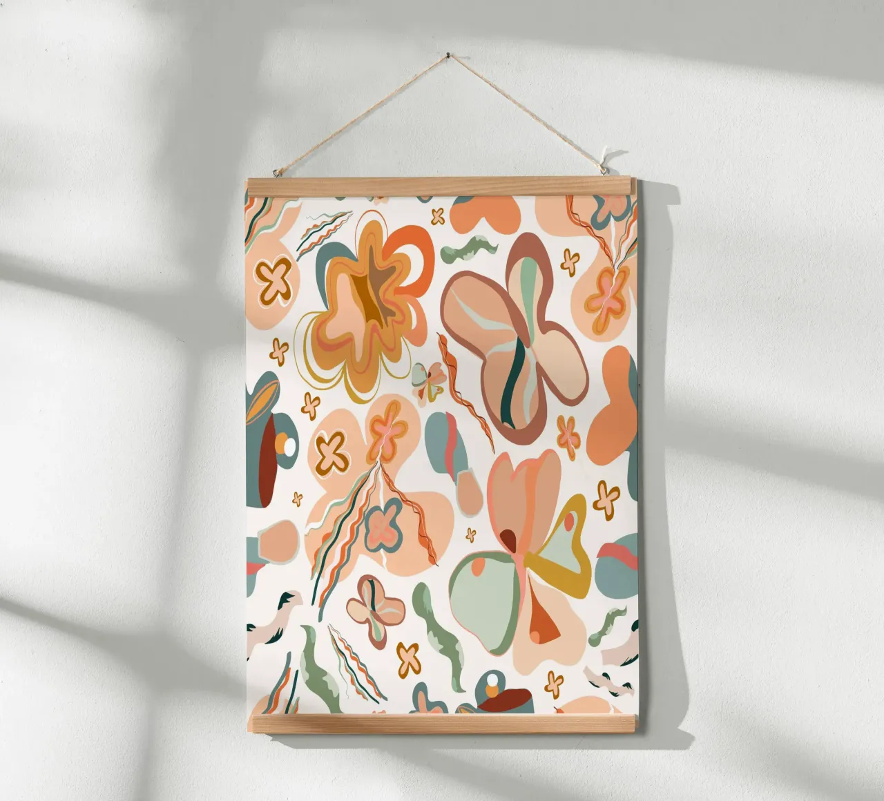Terra cotta abstract floral pattern poster by gulsengunel