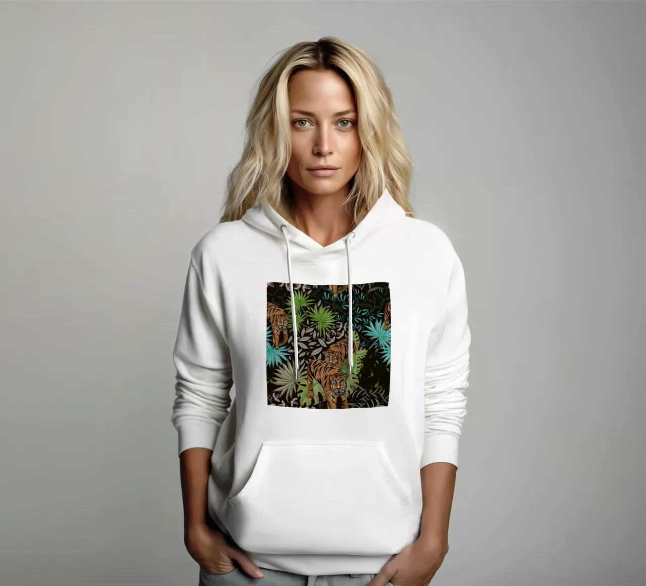 Tigre e foresta felpa con cappuccio da gulsengunel