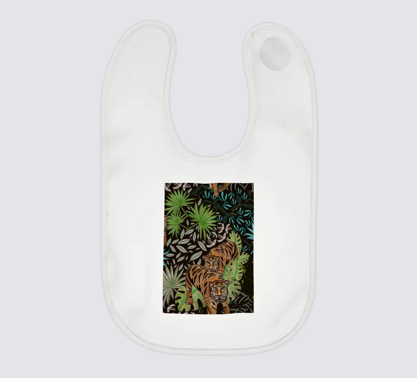 Tiger and forest baby bib by gulsengunel